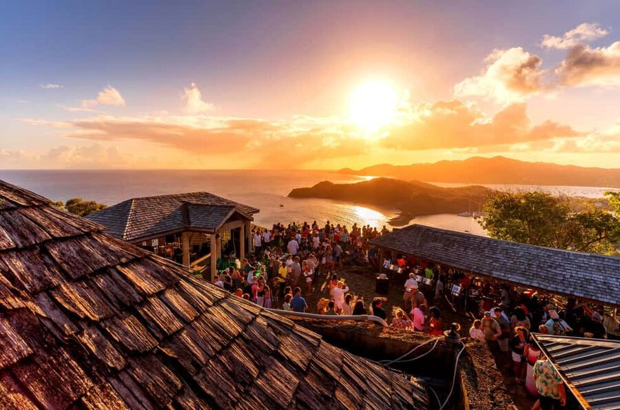 Antigua: Shirley Heights Sunset Party Transfer - The sunset, English Harbour, and the famous photograph