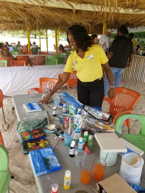 Sip & Paint with lunch on exciting Ffryes Tiki beach Bar - Local art, island crafts, and two old sugar mills