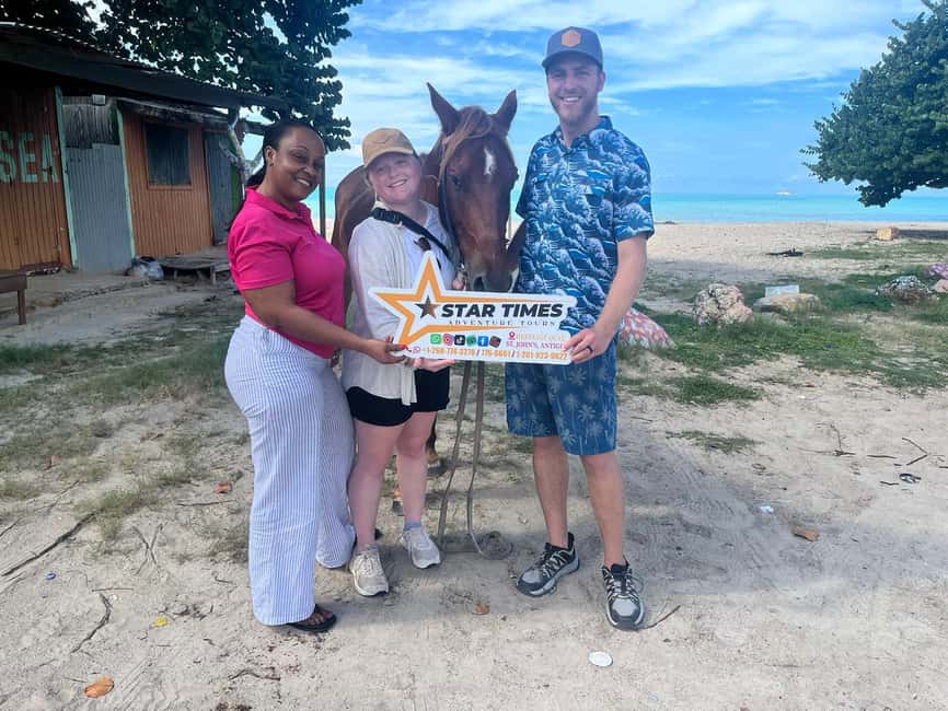 St. Johns: Horseback Riding Bareback Swim, &Fort James Beach - The main event: horseback riding into the Caribbean Sea
